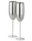 2 Silver Stainless Steel Champagne Flutes