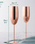 2 Rose Gold Stainless Steel Champagne Flutes