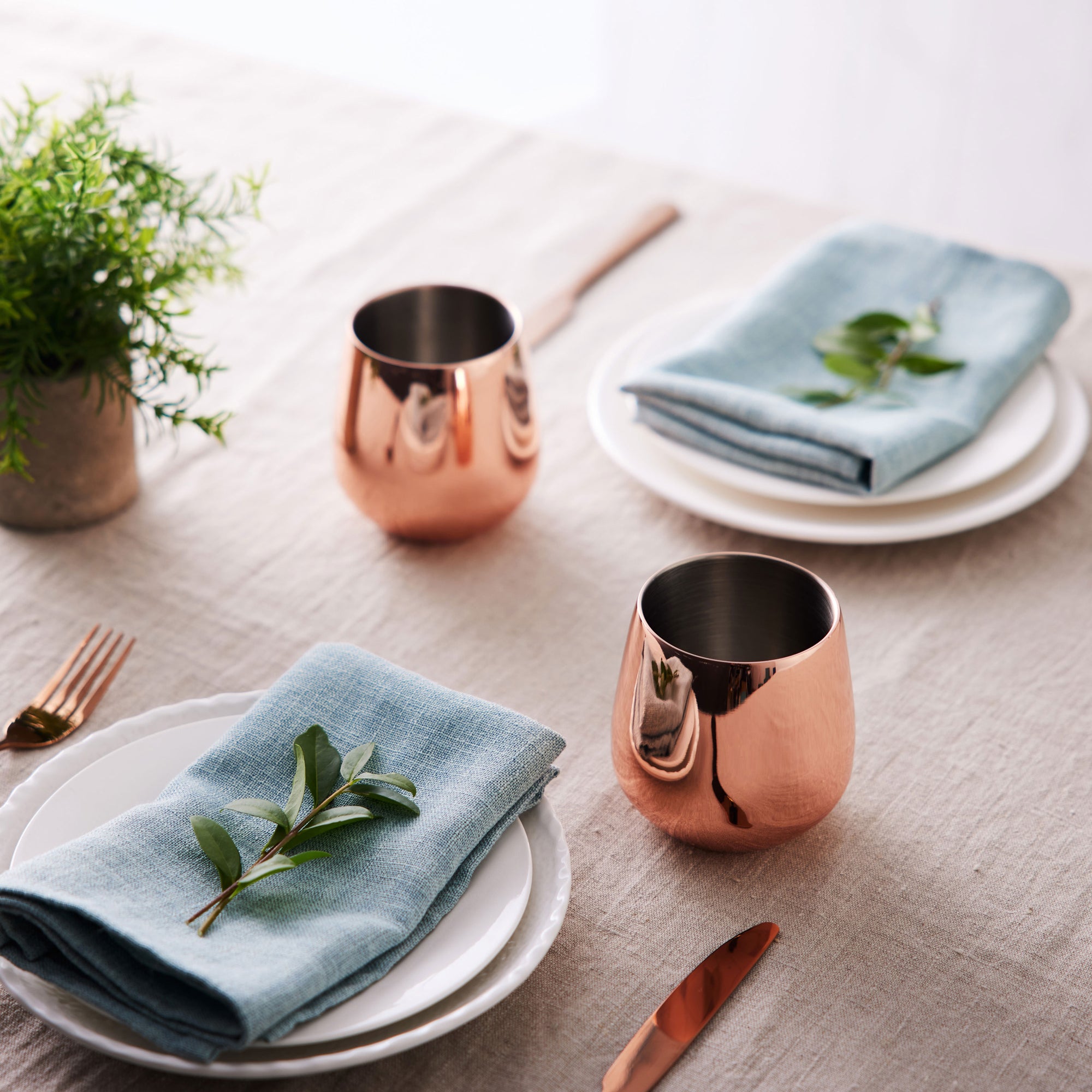 Stainless Steel Rose Gold Tumblers with Straws