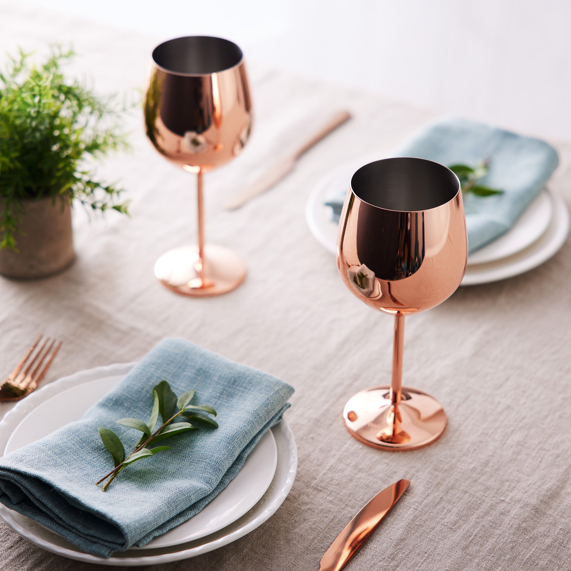 4 Rose Gold Stainless Steel Wine Glasses