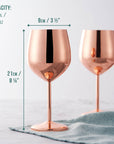 4 Rose Gold Stainless Steel Wine Glasses