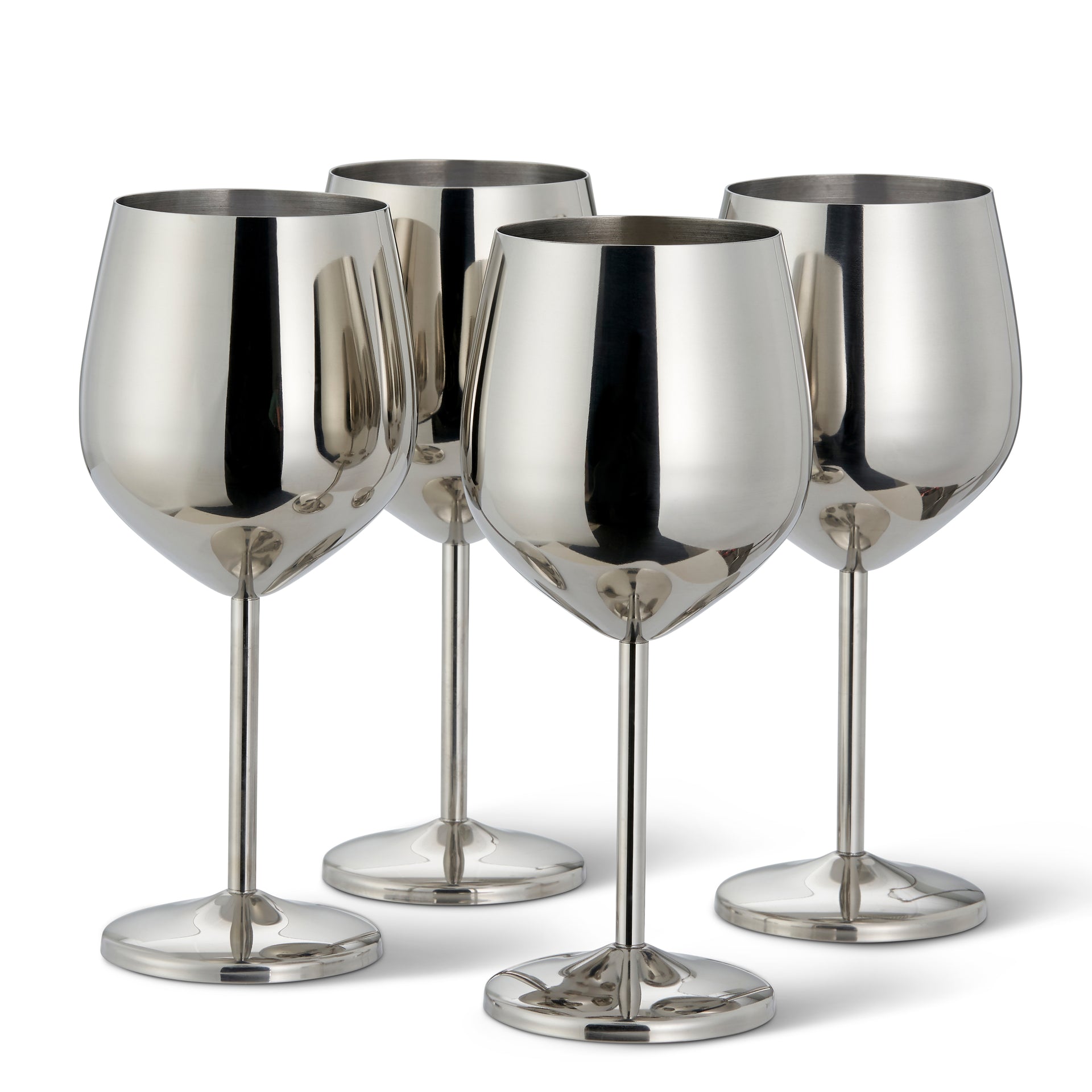 ARORA Stainless Steel Wine Glass 18oz - Set of 4 Matte Silver - 3.6 D x  8.3 H, Large (851005)