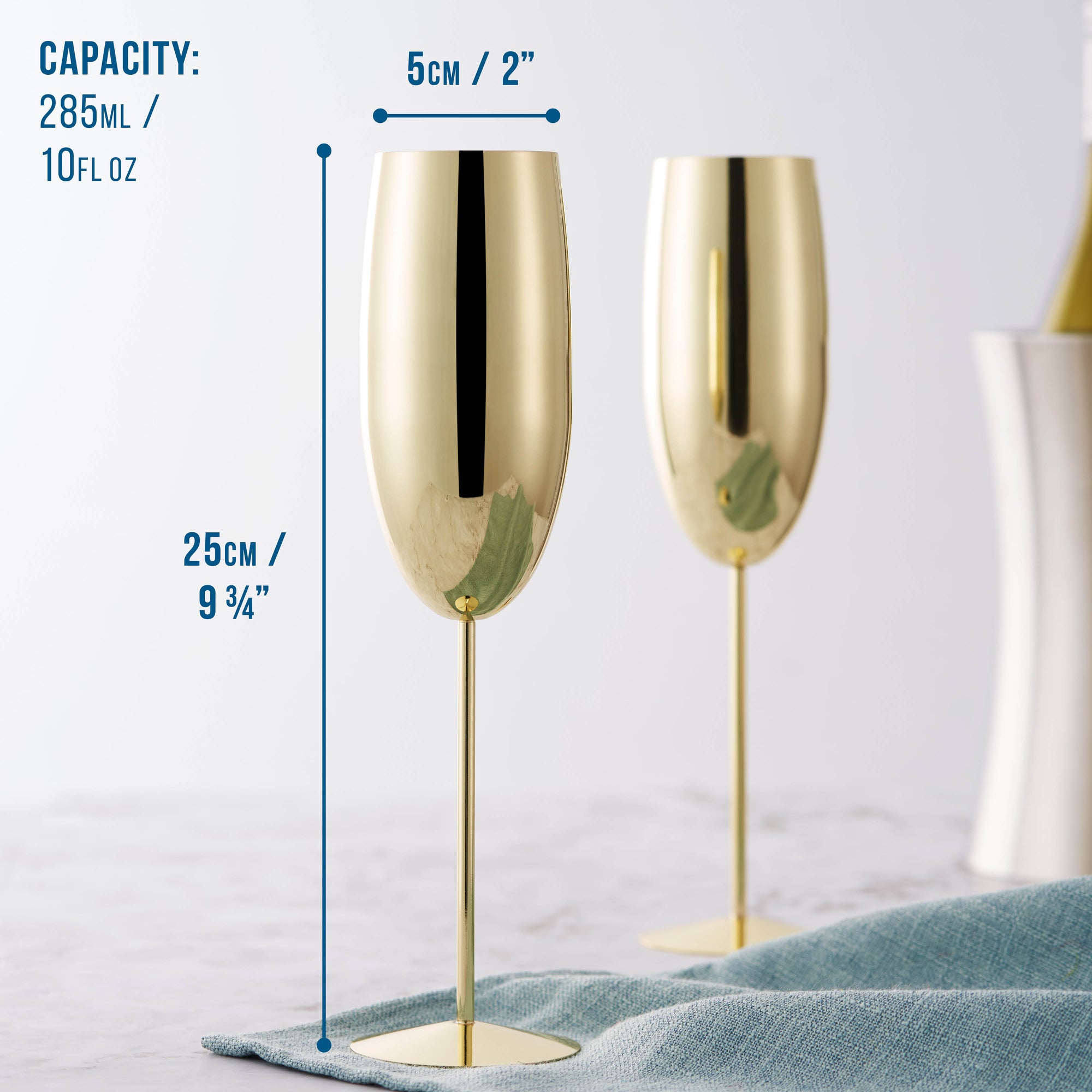 Stainless Steel Gold Champagne Flutes