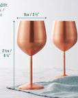 4 Matte Rose Gold Stainless Steel Wine Glasses