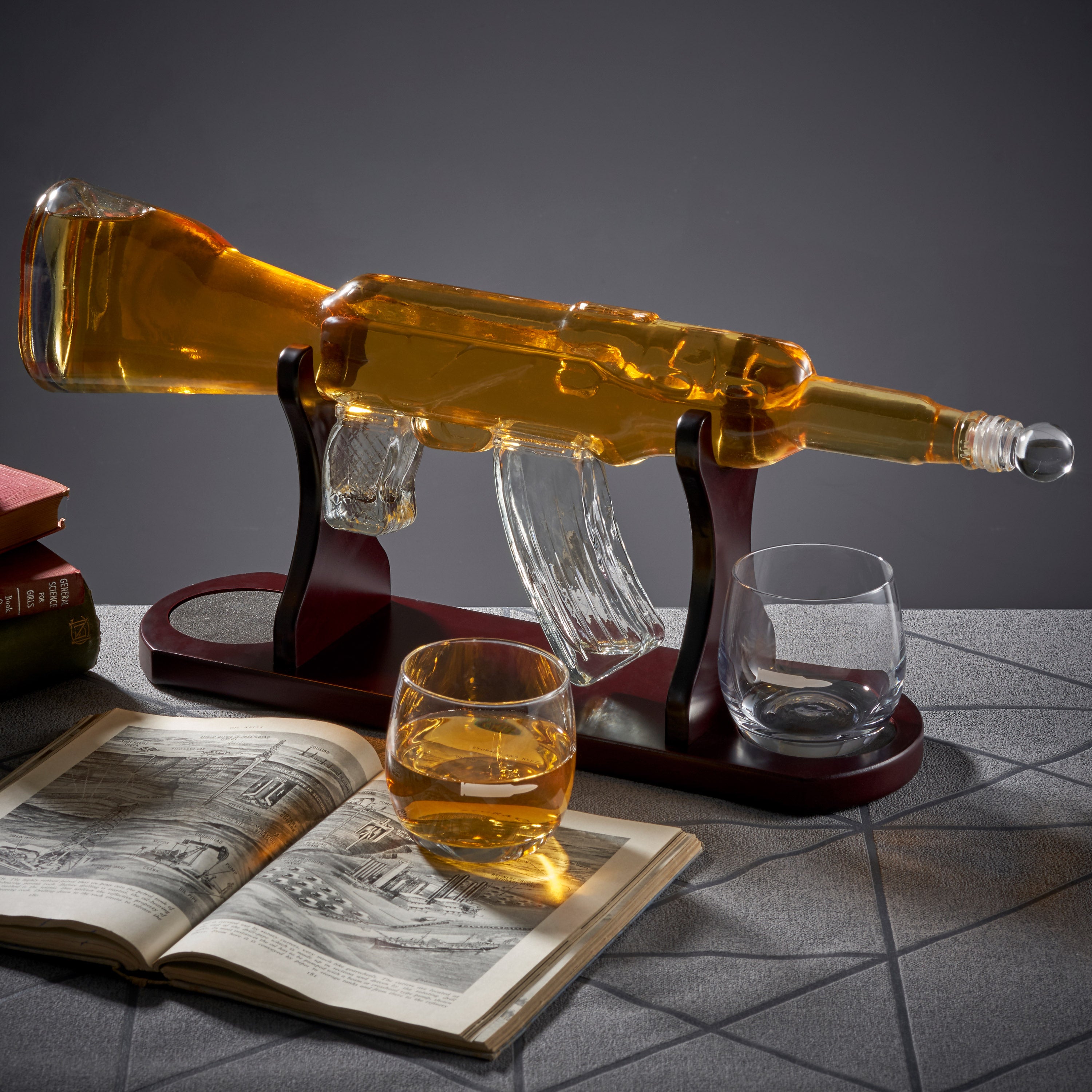 Glass Gun Whiskey Decanter Set