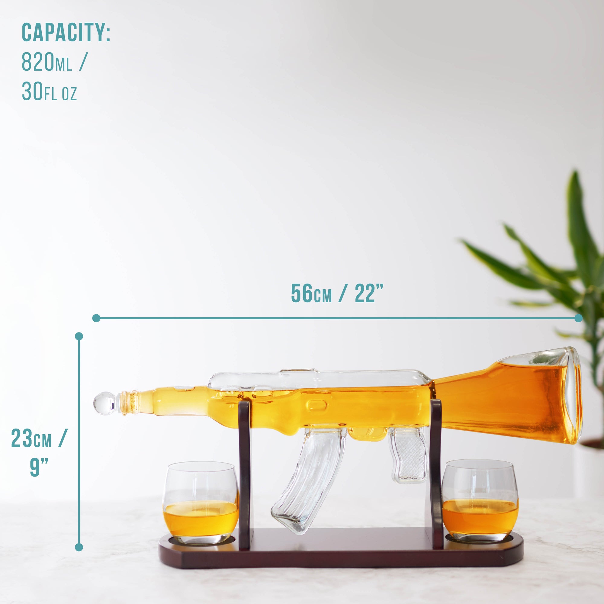 Glass Gun Whiskey Decanter Set